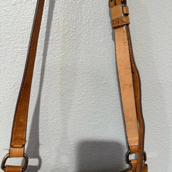 FRYE Lucy Leather Crossbody Saddle Bag Purse Brown - Picture 9 of 10